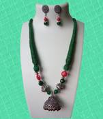 Green Trendy Jhumka Necklace Set