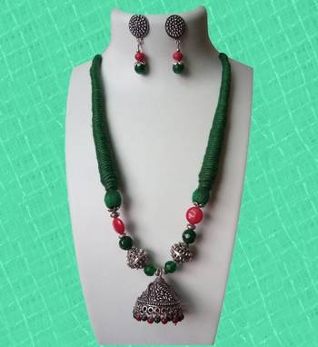 Green Trendy Jhumka Necklace Set 2