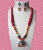 Orange Trendy Jhumka Necklace Set