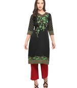 Black Printed Crepe Ethnic-Kurtis