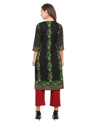 Black Printed Crepe Ethnic-Kurtis 3
