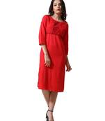 Orange Plain Cotton Poly  Ethnic Kurtis