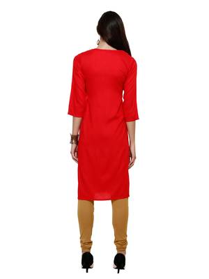 Orange Plain Cotton Poly  Ethnic Kurtis 3