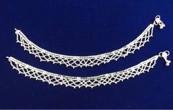 Ethnic India Silver Plated Lace Payal Anklets Pair Sp15 1