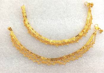 Ethnic India Gold Plated Payal Anklets Pair Sp14 1