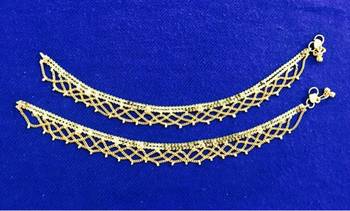 Ethnic India Gold Plated Payal Anklets Pair Sp14 2