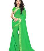 Green Woven Georgette Saree With Blouse