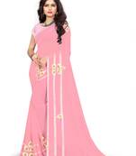 Pink Woven Georgette Saree With Blouse