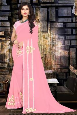 Pink Woven Georgette Saree With Blouse 2
