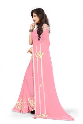 Pink Woven Georgette Saree With Blouse 4