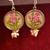 Handpainted Designer Silver Disc Earrings with Pearls in Bottom