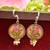 Handpainted Designer Silver Disc Earrings with Pearls in Bottom