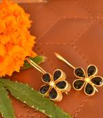 Kundan Stone Semi Precious Gold Plated Floral Dangler Earrings