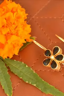 Kundan Stone Semi Precious Gold Plated Floral Dangler Earrings