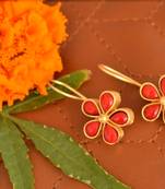 Kundan Stone Semi Precious Gold Plated Floral Dangler Earrings