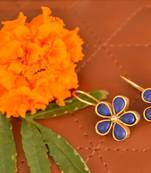 Kundan Stone Semi Precious Gold Plated Floral Dangler Earrings