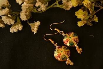 Designer Fine Detailed Meenkari Indian style Dangler earrings 1
