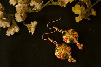 Designer Fine Detailed Meenkari Indian style Dangler earrings 2