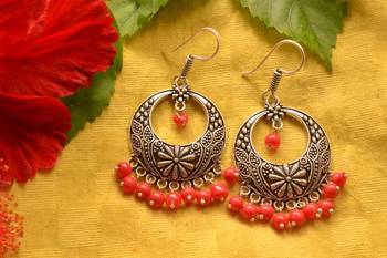 Designer Oxidised Silver jhumka Earrings 1