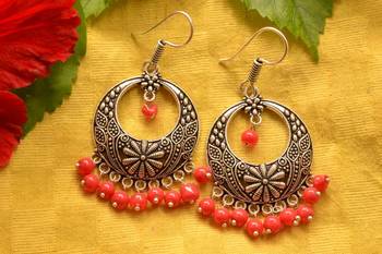 Designer Oxidised Silver jhumka Earrings 2