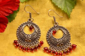 Designer Oxidised Silver jhumka Earrings 1