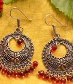 Designer Oxidised Silver jhumka Earrings