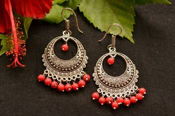 Designer Oxidised Silver jhumka Earrings 1