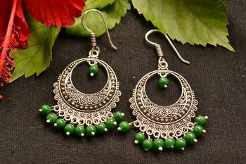 Designer Oxidised Silver jhumka Earrings 1