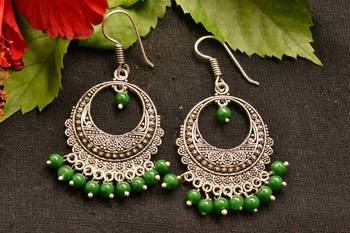 Designer Oxidised Silver jhumka Earrings 2