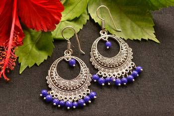 Designer Oxidised Silver jhumka Earrings 1