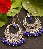 Designer Oxidised Silver jhumka Earrings