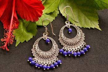Designer Oxidised Silver jhumka Earrings 2