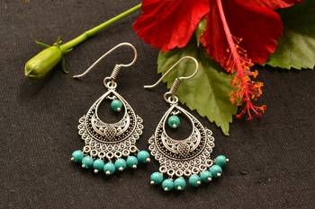 Designer Oxidised Silver jhumka Earrings 2