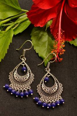 Designer Oxidised Silver jhumka Earrings 1