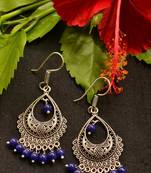 Designer Oxidised Silver jhumka Earrings
