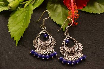 Designer Oxidised Silver jhumka Earrings 2