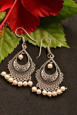 Designer Oxidised Silver jhumka Earrings 1