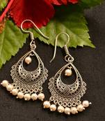 Designer Oxidised Silver jhumka Earrings