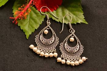 Designer Oxidised Silver jhumka Earrings 2