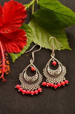 Designer Oxidised Silver jhumka Earrings 1