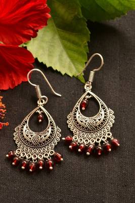Designer Oxidised Silver jhumka Earrings 1