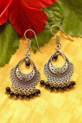 Designer Oxidised Silver jhumka Earrings 1