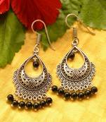 Designer Oxidised Silver jhumka Earrings