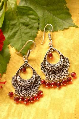 Designer Oxidised Silver jhumka Earrings 1