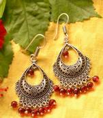 Designer Oxidised Silver jhumka Earrings