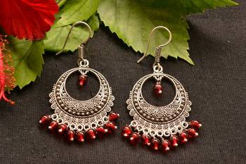 Designer Oxidised Silver jhumka Earrings 1