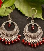Designer Oxidised Silver jhumka Earrings