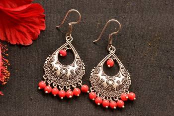 Designer Oxidised Silver jhumka Earrings 1