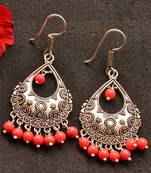 Designer Oxidised Silver jhumka Earrings