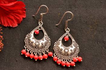 Designer Oxidised Silver jhumka Earrings 2